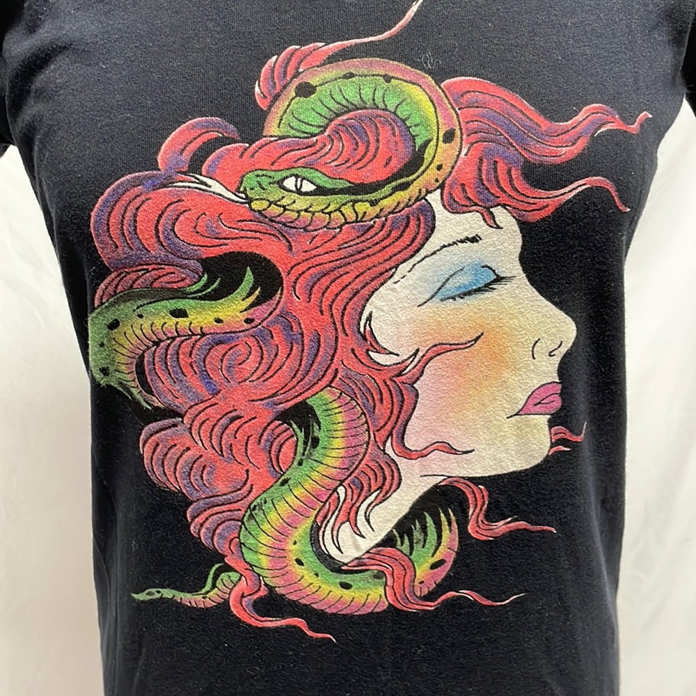 Vintage Don Ed Hardy Designs by Christian Audigier Black Medusa Shirt Size Large